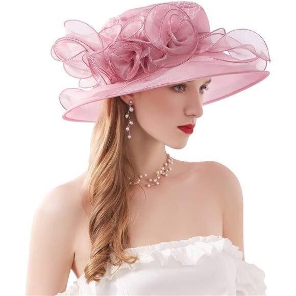 Organza Church Fascinator Hats 024 Pink